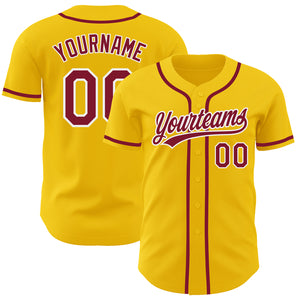 Custom Yellow Crimson-White Authentic Baseball Jersey