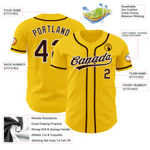 Load image into Gallery viewer, Custom Yellow Brown-White Authentic Baseball Jersey
