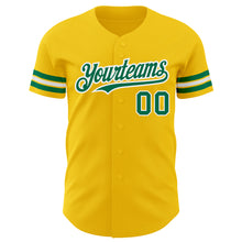 Load image into Gallery viewer, Custom Yellow Kelly Green-White Authentic Baseball Jersey
