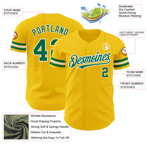 Custom Yellow Kelly Green-White Authentic Baseball Jersey