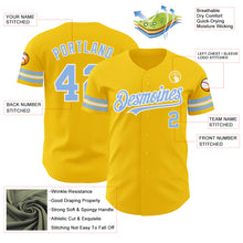 Load image into Gallery viewer, Custom Yellow Light Blue-White Authentic Baseball Jersey
