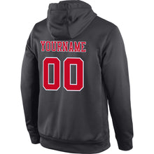 Load image into Gallery viewer, Custom Stitched Anthracite Red-White Sports Pullover Sweatshirt Hoodie
