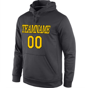 Custom Stitched Anthracite Gold-Black Sports Pullover Sweatshirt Hoodie