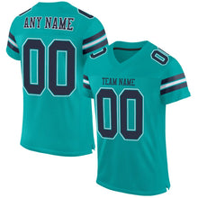 Load image into Gallery viewer, Custom Aqua Navy-White Mesh Authentic Football Jersey
