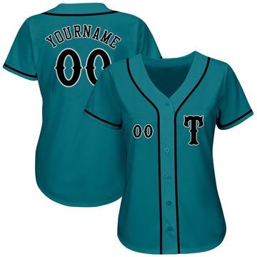 Custom Teal Black-Gray Authentic Baseball Jersey