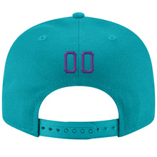 Load image into Gallery viewer, Custom Aqua Purple-White Stitched Adjustable Snapback Hat
