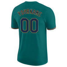 Load image into Gallery viewer, Custom Aqua Navy-Old Gold Performance T-Shirt
