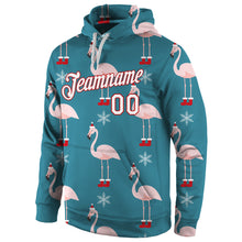 Load image into Gallery viewer, Custom Stitched Aqua White-Red Christmas 3D Sports Pullover Sweatshirt Hoodie

