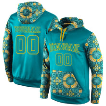 Load image into Gallery viewer, Custom Stitched Aqua Aqua-Gold 3D Pattern Design Sports Pullover Sweatshirt Hoodie
