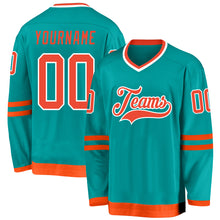 Load image into Gallery viewer, Custom Aqua Orange-White Hockey Jersey
