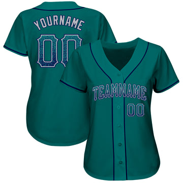 Custom Teal Navy-Gray Authentic Drift Fashion Baseball Jersey