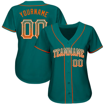 Custom Teal Orange-White Authentic Drift Fashion Baseball Jersey