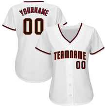 Load image into Gallery viewer, Custom White Black-Crimson Baseball Jersey
