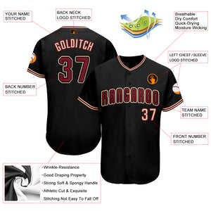 Custom Black Crimson-City Cream Baseball Jersey