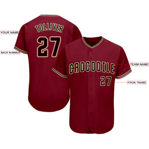 Custom Crimson Black-City Cream Baseball Jersey