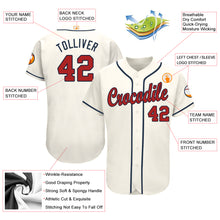 Load image into Gallery viewer, Custom Cream Red-Navy Baseball Jersey
