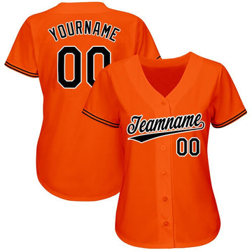 Custom Orange Black-White Baseball Jersey