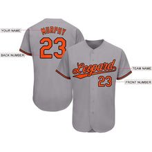 Load image into Gallery viewer, Custom Gray Orange-Black Baseball Jersey
