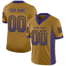 Load image into Gallery viewer, Custom Old Gold Purple-Black Mesh Drift Fashion Football Jersey
