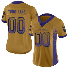 Load image into Gallery viewer, Custom Old Gold Purple-Black Mesh Drift Fashion Football Jersey
