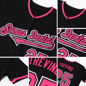 Custom Black Pink-White Authentic Baseball Jersey