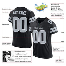 Load image into Gallery viewer, Custom Black Silver-White Mesh Authentic Football Jersey
