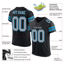 Load image into Gallery viewer, Custom Black Light Gray-Panther Blue Mesh Authentic Football Jersey
