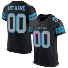 Load image into Gallery viewer, Custom Black Light Gray-Panther Blue Mesh Authentic Football Jersey
