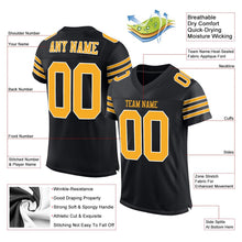 Load image into Gallery viewer, Custom Black Gold-White Mesh Authentic Football Jersey
