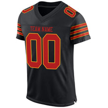 Load image into Gallery viewer, Custom Black Scarlet-Gold Mesh Authentic Football Jersey
