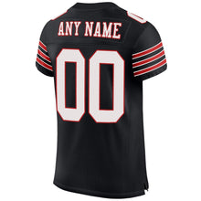 Load image into Gallery viewer, Custom Black White-Scarlet Mesh Authentic Football Jersey
