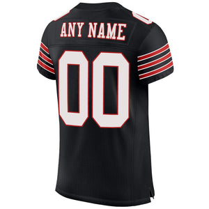 Custom Black White-Scarlet Mesh Authentic Football Jersey