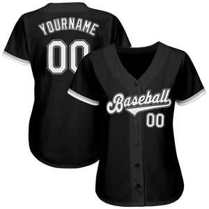 Custom Black White-Gray Authentic Baseball Jersey