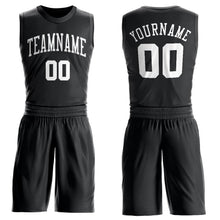 Load image into Gallery viewer, Custom Black White Round Neck Suit Basketball Jersey
