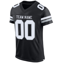 Load image into Gallery viewer, Custom Black White-Silver Mesh Authentic Football Jersey
