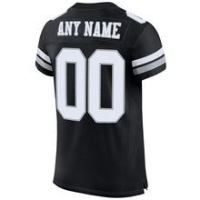 Load image into Gallery viewer, Custom Black White-Silver Mesh Authentic Football Jersey
