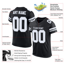 Load image into Gallery viewer, Custom Black White-Silver Mesh Authentic Football Jersey
