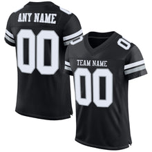 Load image into Gallery viewer, Custom Black White-Silver Mesh Authentic Football Jersey

