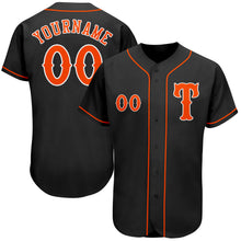 Load image into Gallery viewer, Custom Black Orange-White Authentic Baseball Jersey
