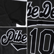 Load image into Gallery viewer, Custom Black Black-Gray Authentic Throwback Rib-Knit Baseball Jersey Shirt
