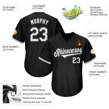 Load image into Gallery viewer, Custom Black White-Gray Authentic Throwback Rib-Knit Baseball Jersey Shirt
