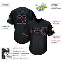 Load image into Gallery viewer, Custom Black Black-Powder Blue Authentic Throwback Rib-Knit Baseball Jersey Shirt
