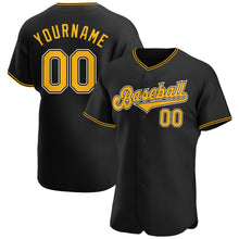 Load image into Gallery viewer, Custom Black Gold-White Authentic Baseball Jersey
