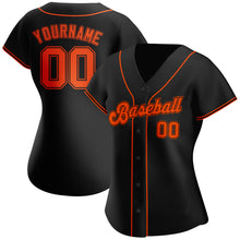 Load image into Gallery viewer, Custom Black Orange-Black Authentic Baseball Jersey
