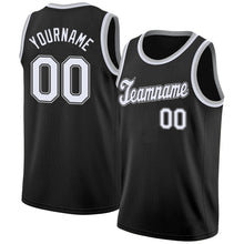 Load image into Gallery viewer, Custom Black White-Gray Round Neck Rib-Knit Basketball Jersey
