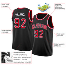 Load image into Gallery viewer, Custom Black Red-White Round Neck Rib-Knit Basketball Jersey
