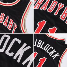 Load image into Gallery viewer, Custom Black Red-Cream Round Neck Rib-Knit Basketball Jersey
