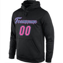 Load image into Gallery viewer, Custom Stitched Black Pink-Light Blue Sports Pullover Sweatshirt Hoodie
