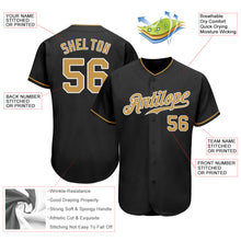 Load image into Gallery viewer, Custom Black Old Gold-White Authentic Baseball Jersey
