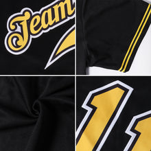 Load image into Gallery viewer, Custom Black Black-Old Gold Authentic Baseball Jersey
